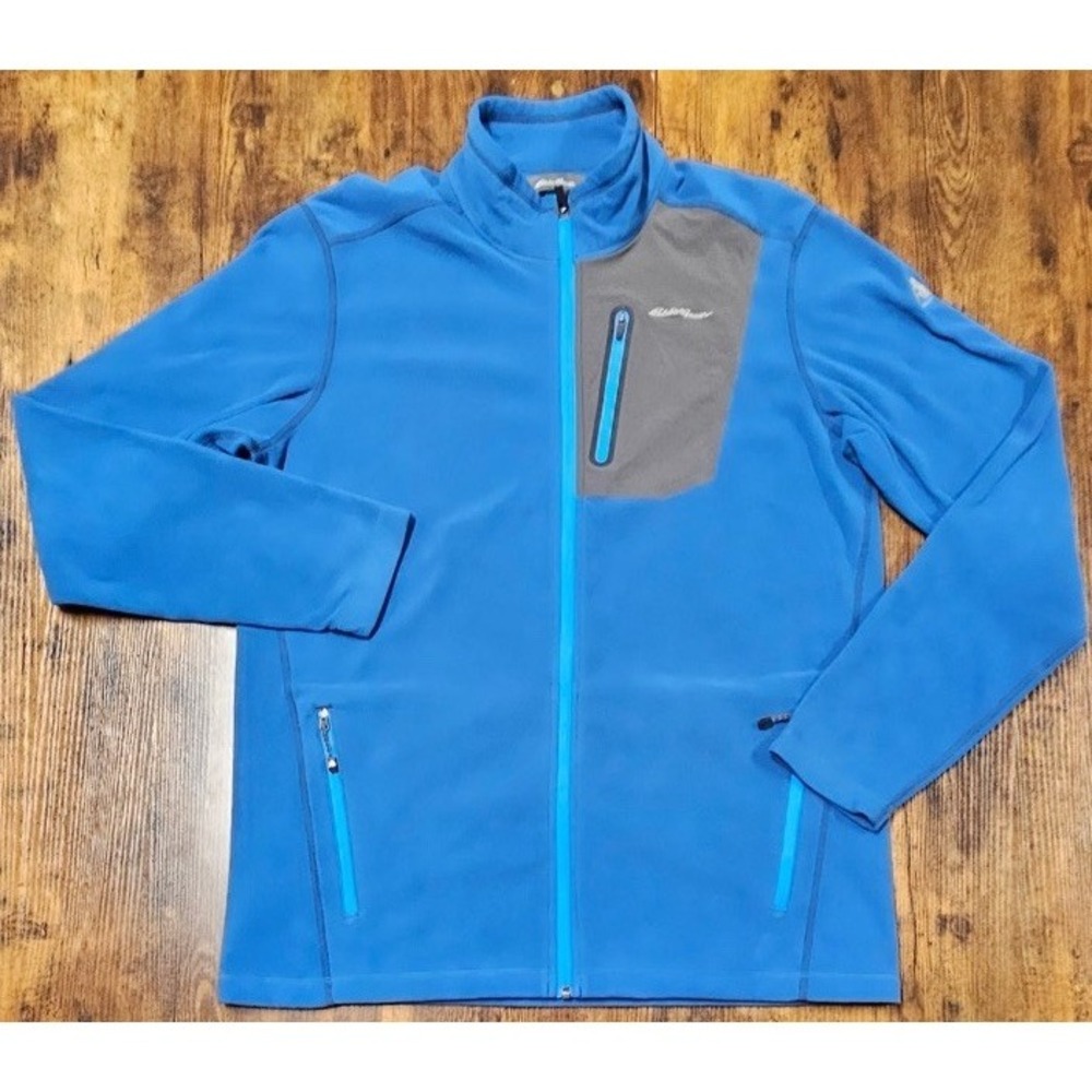 Eddie Bauer First Ascent Full-Zip Fleece Jacket Mens TL Blue Outdoor Hiking